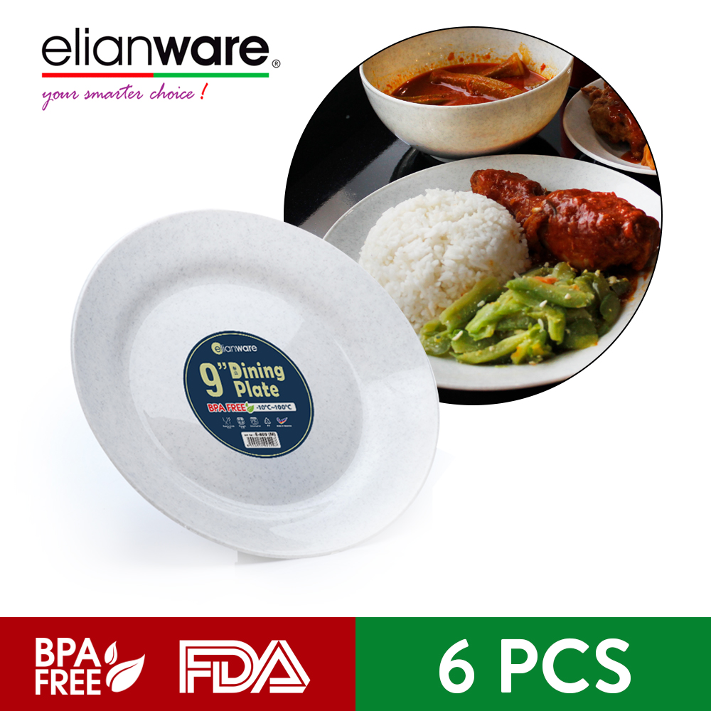 Elianware 9’' Marble (6 Pcs Set) Dining Rice Pinggan Plate