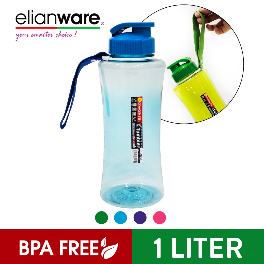 Elianware 1000ml Outdoor Strap Portable Hydration Beverage PET [BPA FREE] Bottle