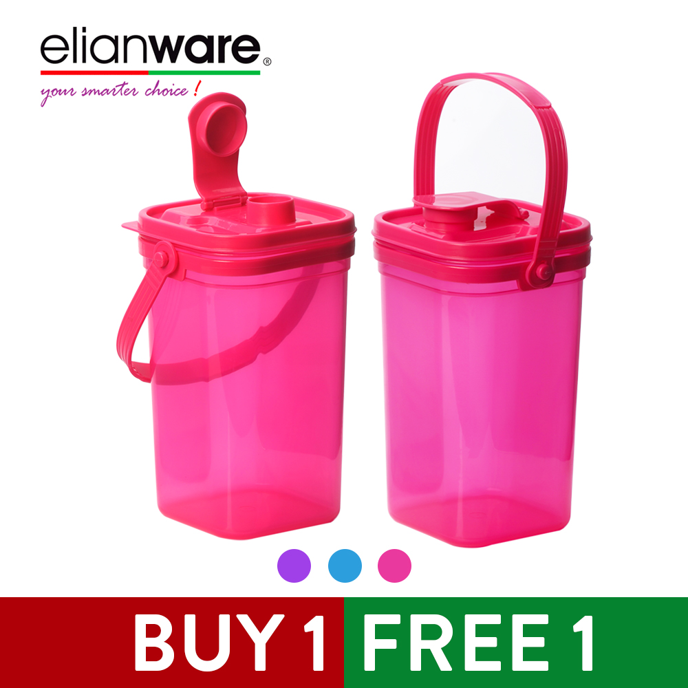 Elianware Pink Square E-Fresh BPA Free Water Tumbler with Handle 1.5Ltr x 2 Elianware Pink Square E-Fresh BPA Free Water Tumbler with Handle 1.5Ltr x 2