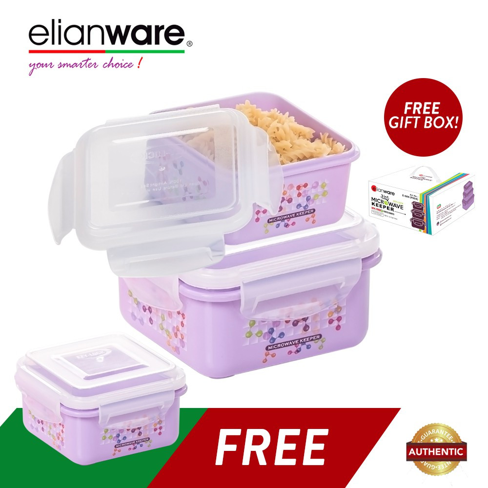 Elianware 3 Pcs Ezy-Lock 100% Airtight Neutron Food Containers