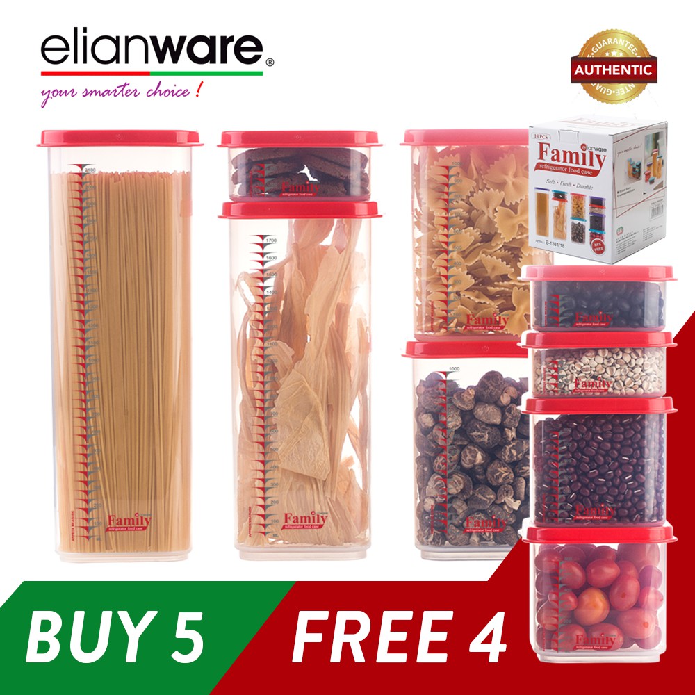 Elianware BPA Free Quality Guaranteed Stackable Plastic Food Containers Family Set