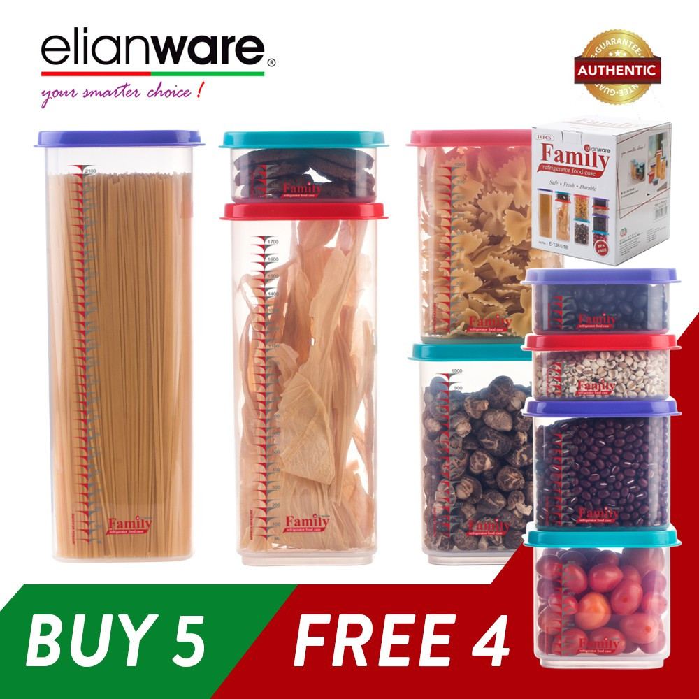 Elianware BPA Free Quality Guaranteed Stackable Plastic Food Containers Family Set