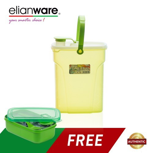 Elianware 2.5 Ltr Easy Carry Water Tumbler FREE 1.3 Ltr Lunch Box with Fork & Spoon