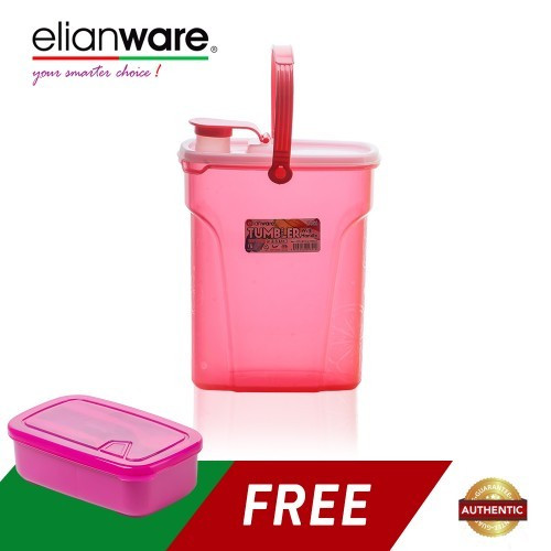 Elianware 2.5 Ltr Easy Carry Water Tumbler FREE 1.3 Ltr Lunch Box with Fork & Spoon