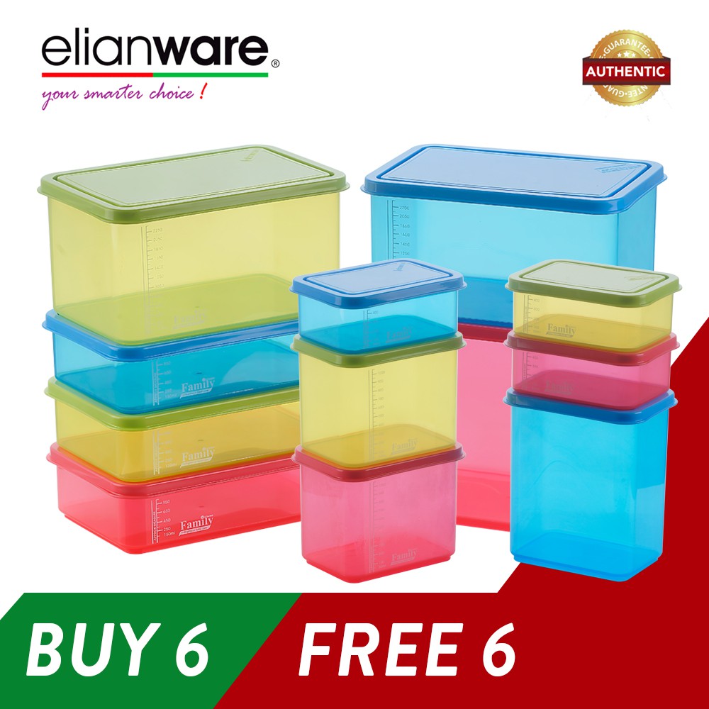 Elianware (BUY 6 FREE 6) BPA FREE Food Containers Family Set Elianware (BUY 6 FREE 6) BPA FREE Food Containers Family Set
