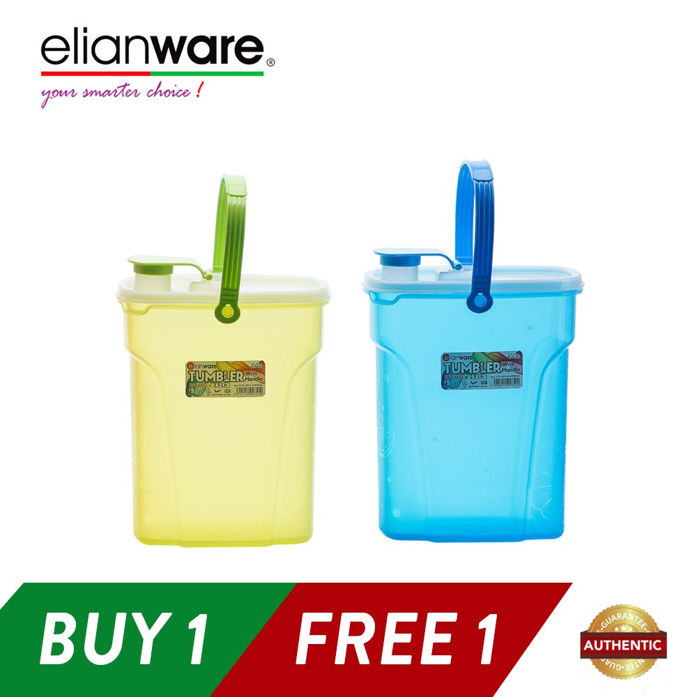 Elianware 2 x 2.5Ltr BPA Free Portable Easy Carry Daily Large Water Tumbler with Handle