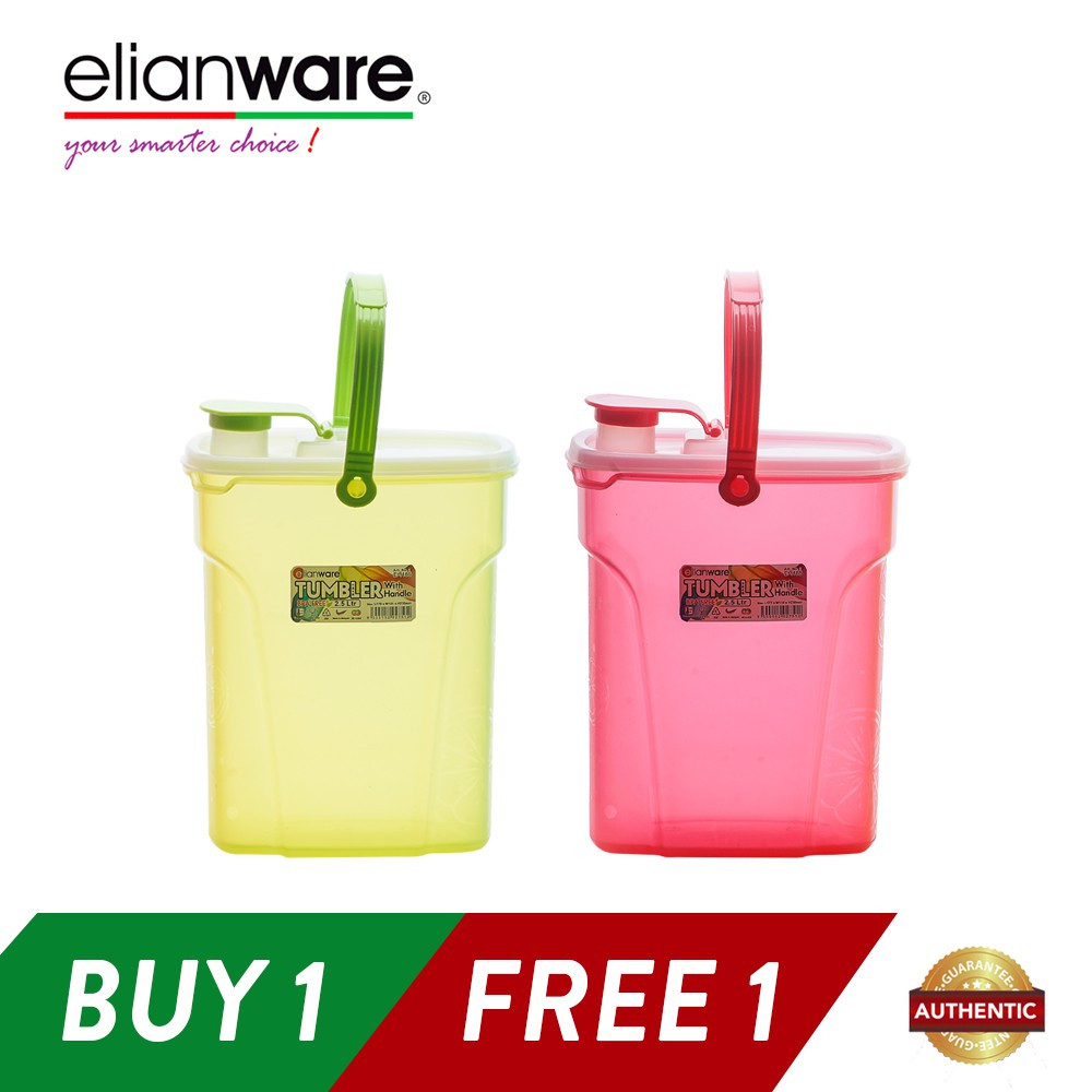 Elianware 2 x 2.5Ltr BPA Free Portable Easy Carry Daily Large Water Tumbler with Handle