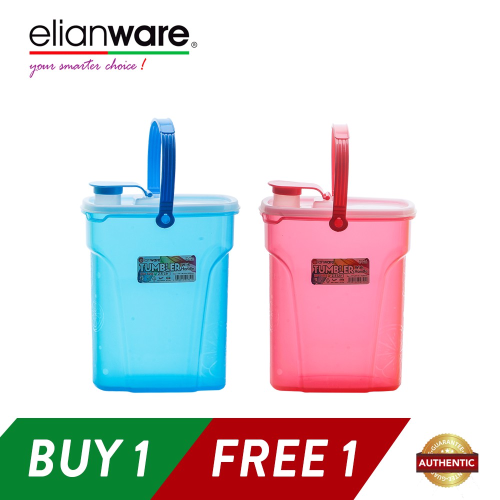 Elianware 2 x 2.5Ltr BPA Free Portable Easy Carry Daily Large Water Tumbler with Handle