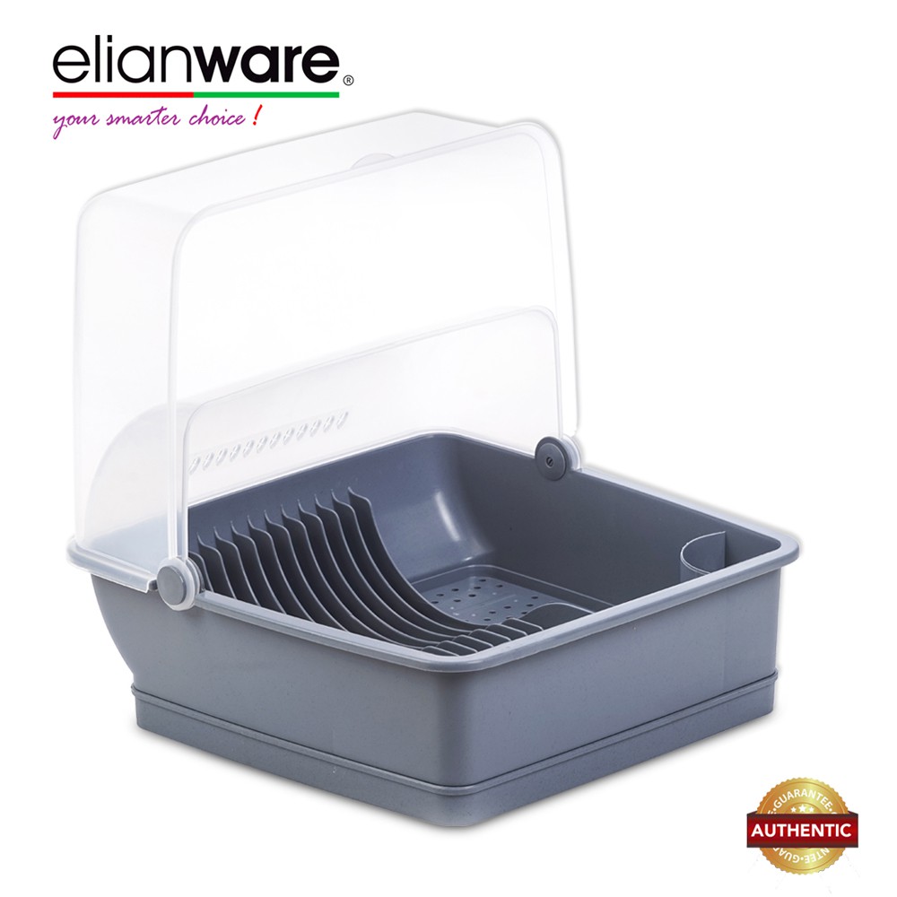 Elianware Extra Large Dust Free Home Dish Rack Disk Drainer with Cover