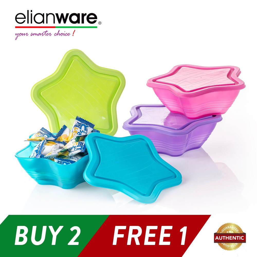 Elianware 3 Pcs 500ml Star Bowl Multipurpose Airtight Container