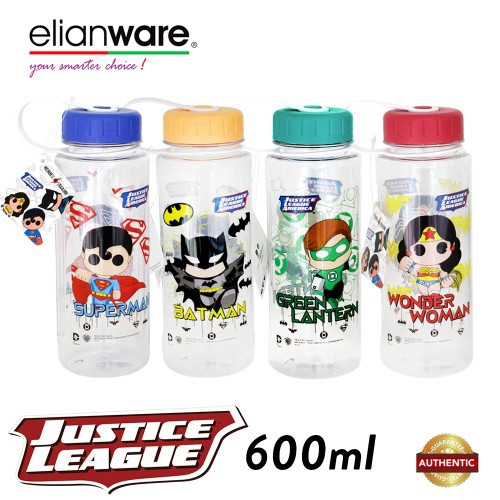 Elianware DC Justice League 600ml BPA Free Heros Water Bottle