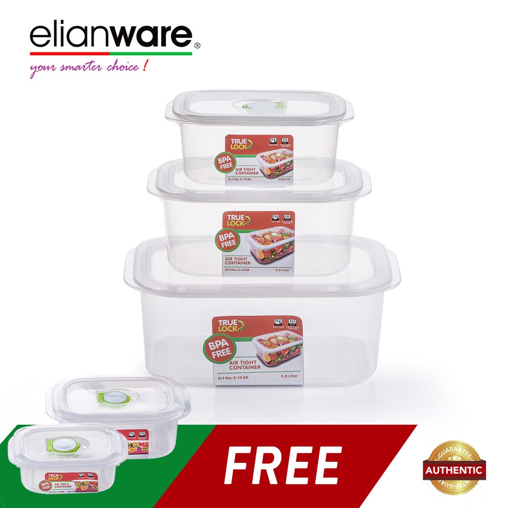 Elianware 5 Pcs BPA Free Clear Transparent Multipurpose Airtight Microwavable Container