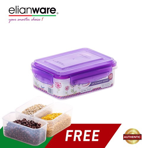 Elianware 1 Ltr BPA FREE Food Keeper [Free 3 Compartments]