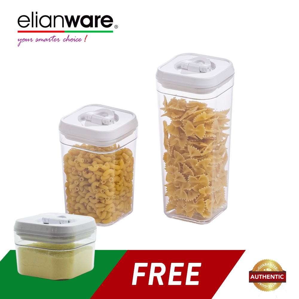 Elianware 3pcs Lid Lock White Elegant Airtight Canister Elianware 3pcs Lid Lock White Elegant Airtight Canister