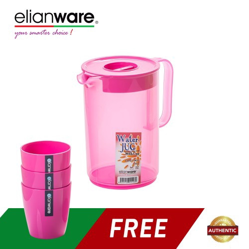 Elianware 1.2 Ltr BPA Free Fridge Water Jug [FREE 3 220ml Cups]