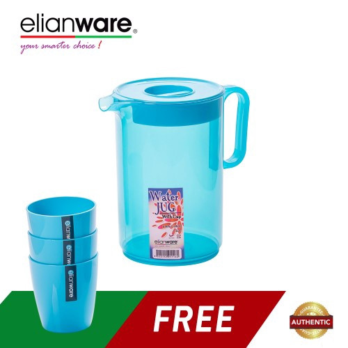 Elianware 1.2 Ltr BPA Free Fridge Water Jug [FREE 3 220ml Cups]