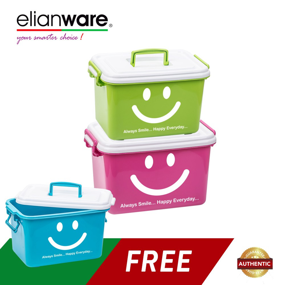 Elianware 3 Pcs Smiley Multipurpose Storage Container