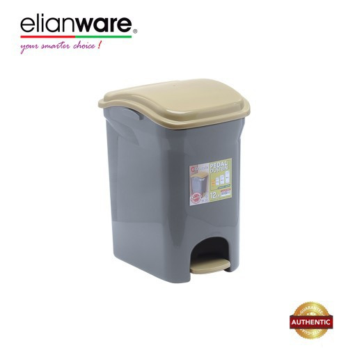 Elianware 12 Ltr BPA Free Antibacteria Antifungal Pedal Dustbin with Trashbag Holder