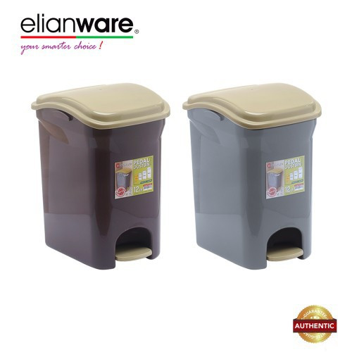 Elianware 12 Ltr BPA Free Antibacteria Antifungal Pedal Dustbin with Trashbag Holder