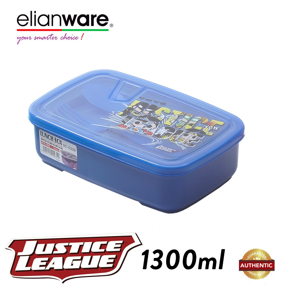 Elianware DC Justice League 1.3L Food Container with Spoon & Fork