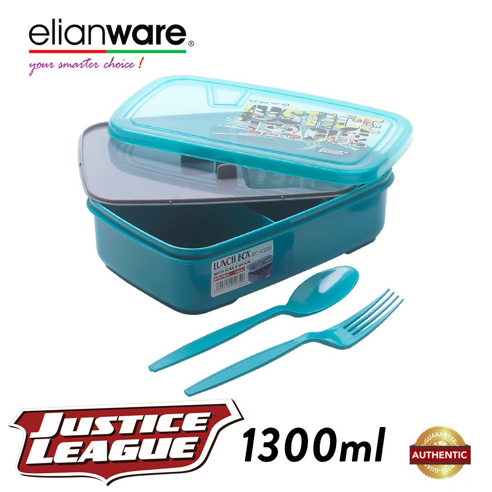 Elianware DC Justice League 1.3L Food Container with Spoon & Fork