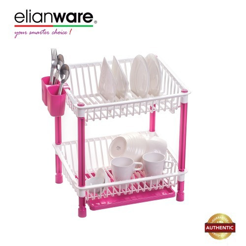 Elianware High Quality 2 Tier Dish Drainer with Cutlery Holder