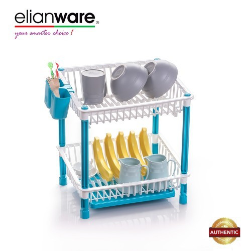 Elianware High Quality 2 Tier Dish Drainer with Cutlery Holder