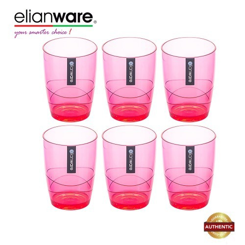 Elianware 330ml x 6 Pcs BPA Free Colourful Modern Drinking Cup Set