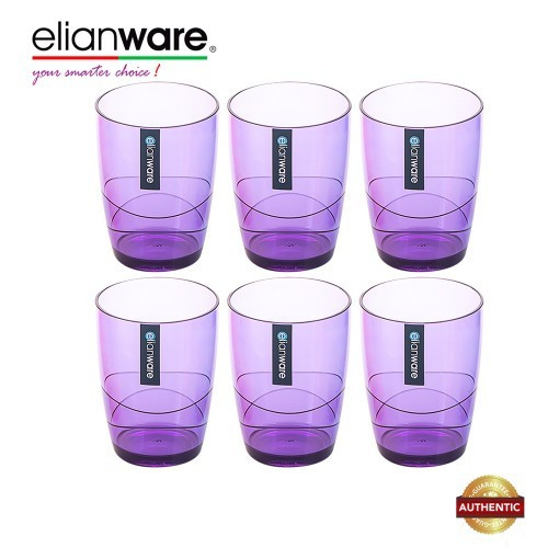 Elianware 330ml x 6 Pcs BPA Free Colourful Modern Drinking Cup Set