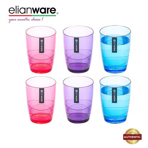 Elianware 330ml x 6 Pcs BPA Free Colourful Modern Drinking Cup Set