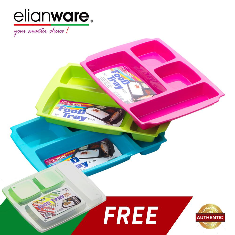 Elianware 4 Compartments Cafeteria Nursery school Food Tray (FREE Cover)