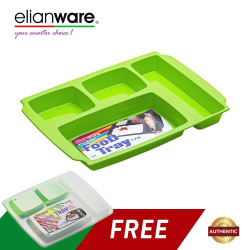 Elianware 4 Compartments Cafeteria Nursery school Food Tray (FREE Cover)