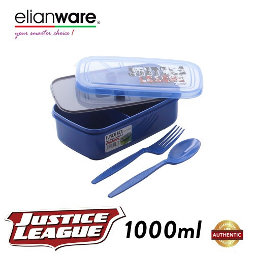 Elianware DC Justice League 1L Food Container with Spoon & Fork Elianware DC Justice League 1L Food Container with Spoon & Fork