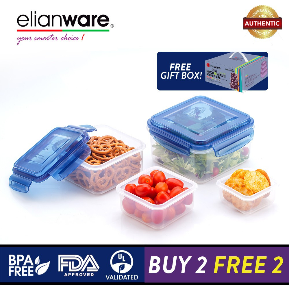 Elianware Ezy-Lock 100% Airtight Seal Microwavable Food Containers [BUY 3 FREE 1]