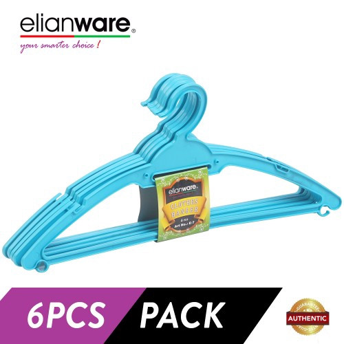 Elianware 6 Pcs Simple Green Blue Pink Durable Clothes Hanger