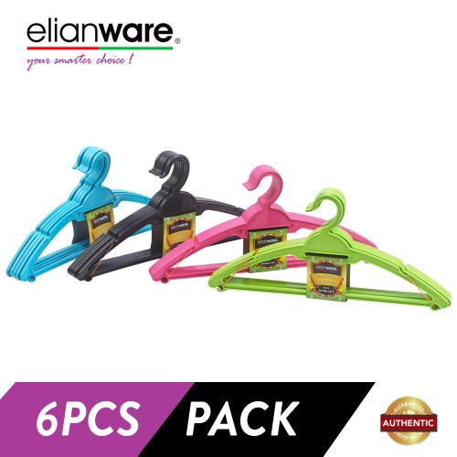 Elianware 6 Pcs Simple Green Blue Pink Durable Clothes Hanger