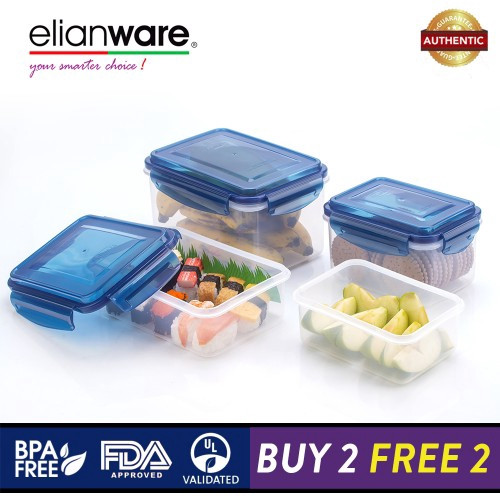 Elianware Ezy-Lock PREMIUM SERIES 100% Airtight Seal Microwavable Food Containers [BUY 2 FREE 2]