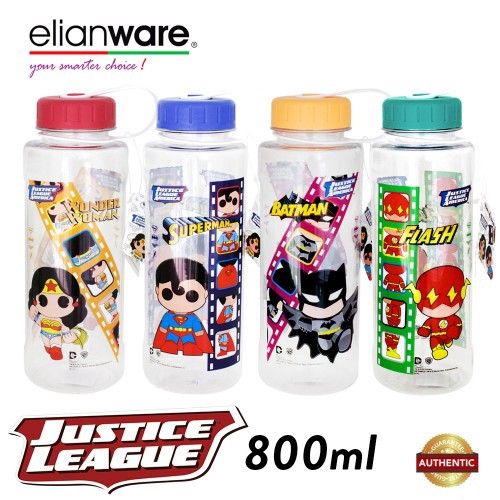 Elianware DC Justice League 800ml BPA Free Hero Film Water Tumbler