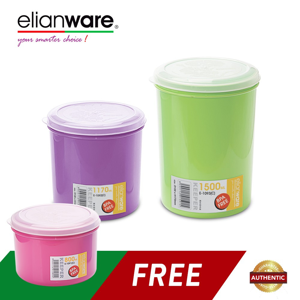 Elianware 3 Pcs BPA Free Microwavable Round Solid Plastic Food Containers Set