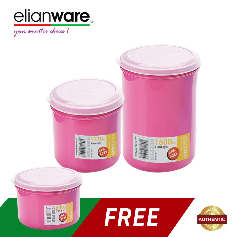 Elianware 3 Pcs BPA Free Microwavable Round Solid Plastic Food Containers Set