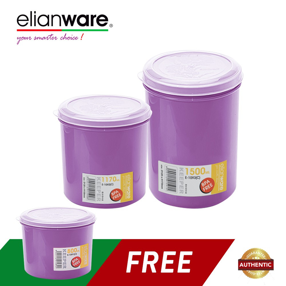 Elianware 3 Pcs BPA Free Microwavable Round Solid Plastic Food Containers Set