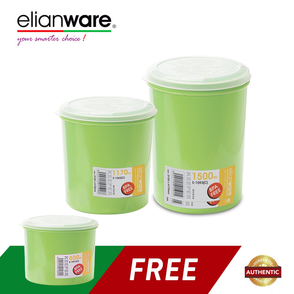 Elianware 3 Pcs BPA Free Microwavable Round Solid Plastic Food Containers Set