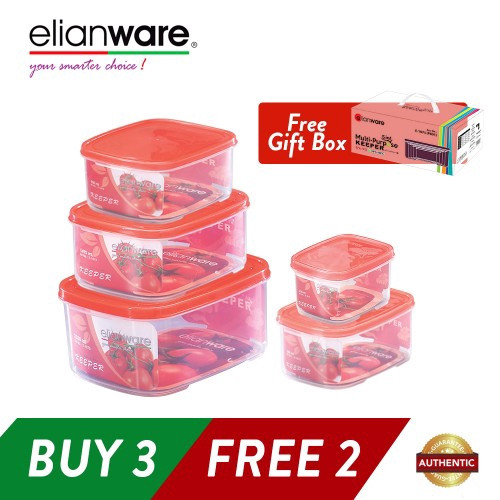 Elianware 5 in 1 Set Transparent Microwavable Food Containers Set BPA Free [BUY 3 FREE 2]