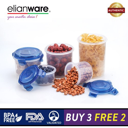 Elianware Ezy-Lock PREMIUM SERIES 100% Airtight Seal Microwavable Food Containers [BUY 3 FREE 2]