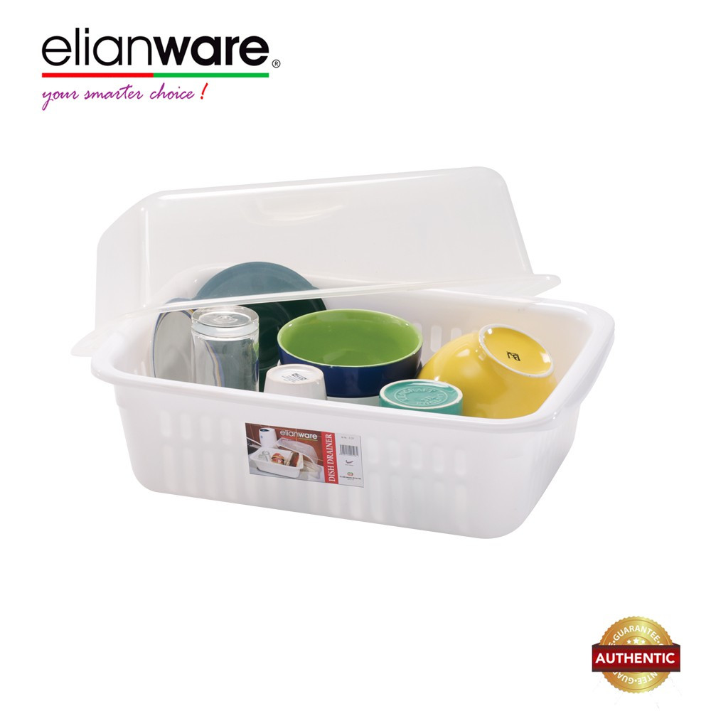 Elianware BPA Free Modern Dish Rack Drainer with Cover