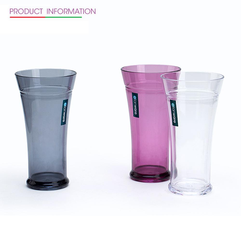 Elianware 550ml x 3Pcs Unbreakable Curvy Fashionable Transparent Cup Set