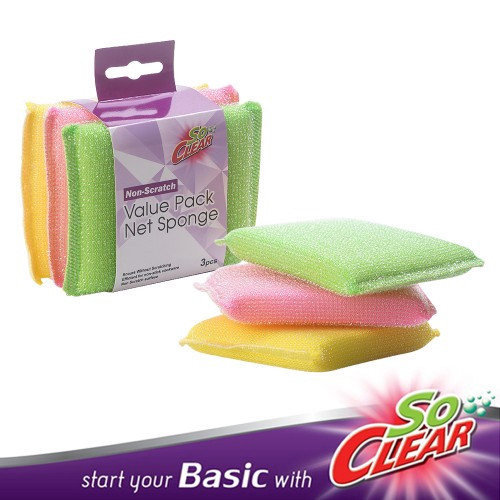 Elianware x SoClear 3 PCS Non-Scratch Colour Net Sponge Value Pack