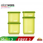 Elianware BPA Free 4 Quality Guaranteed Semi-Transparent Stackable Plastic Food Containers Family Set