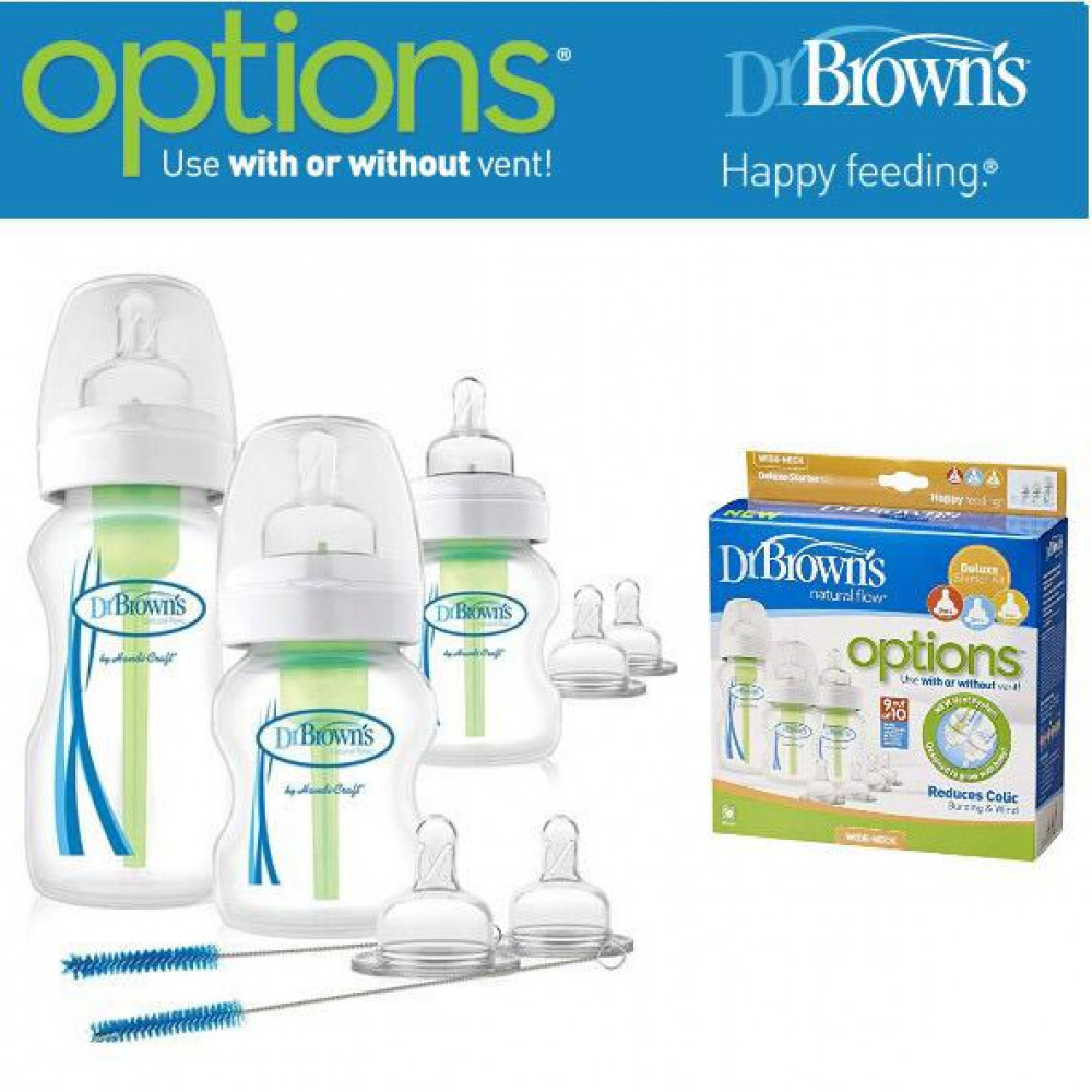 Dr. Brown's Options Wide Neck Baby Bottle starter kit x 3 pcs