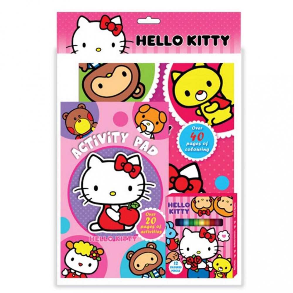 Sanrio Hello Kitty Activity & Colouring Book With Activity Pad, 12pcs Colour Pen